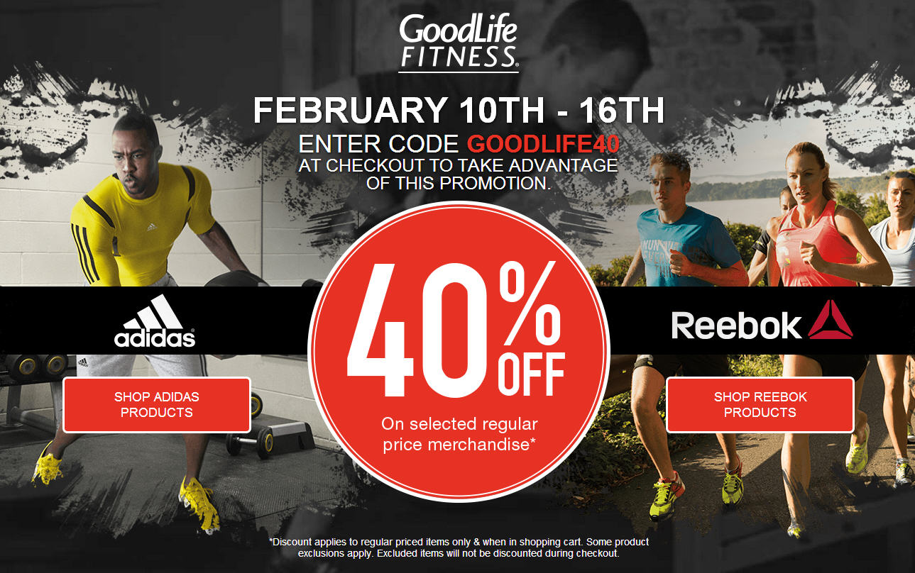 Goodlife Fitness: 40% Off at Adidas and 