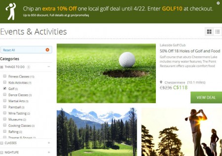 Groupon Extra 10 Off All Golf Deals Promo Code (Apr 22 Only)
