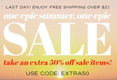 Save an extra 50% off sale items at Forever 21 during their EPIC ...