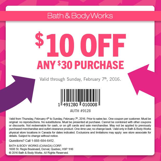 Bath & Body Works 10 Off Any 30 Purchase Coupon (Feb 47) Edmonton