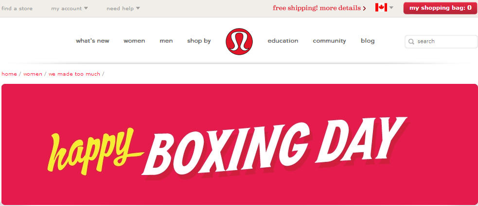 boxing day sales lululemon