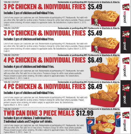 KFC Lots of New In-Store Coupons (Until March 3)