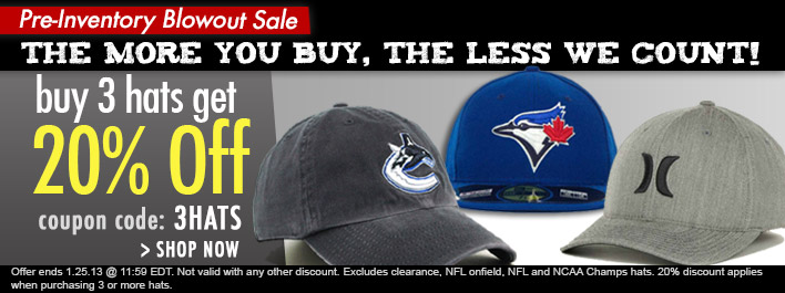 Lids Pre-Inventory Blowout Sale - Buy 3 Hats, Get 20 Off (Jan 23-25)