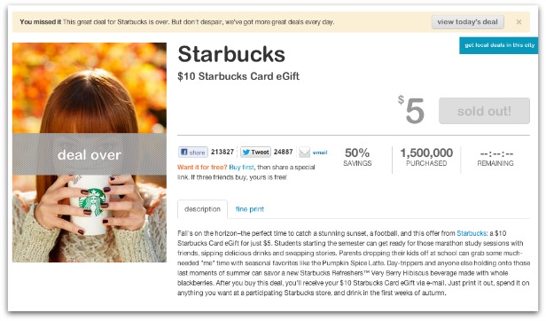 LivingSocial's Starbucks Deal Becomes Daily Deals All-Time Best Selling Deal
