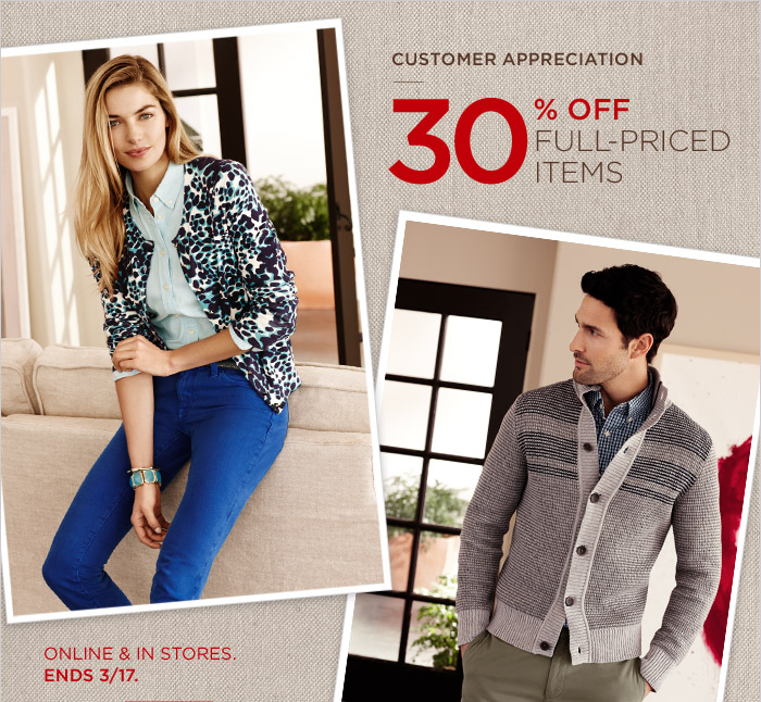 Banana Republic Customer Appreciation Sale - 30 Off Full-Priced Items (Mar 14-17)