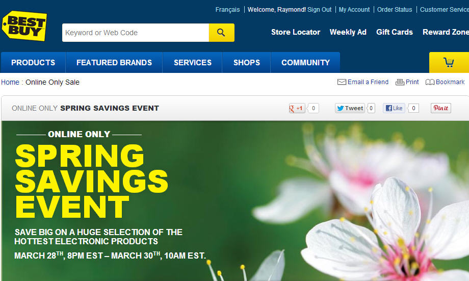 Best Buy Springs Savings Event Online Only (Mar 28-30)