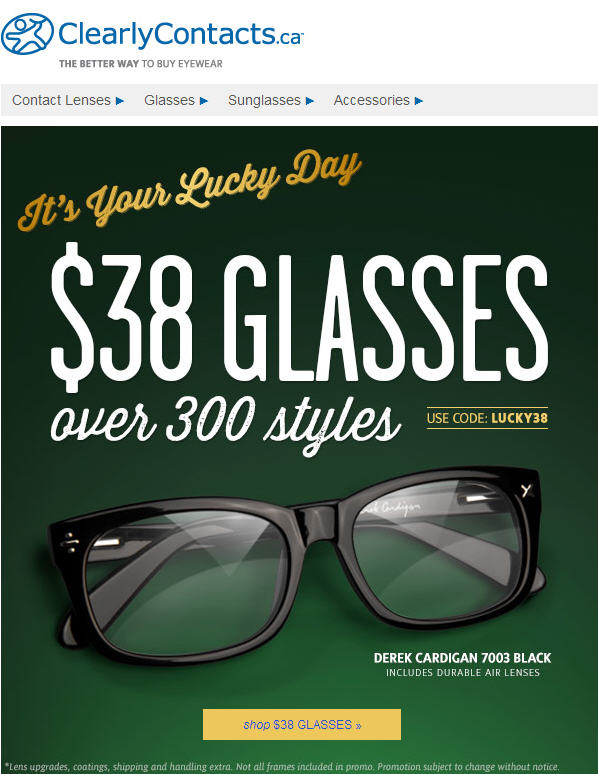Clearly Contacts Biggest Sale of the Year - $38 Glasses Over 300 Styles (March 11-25)
