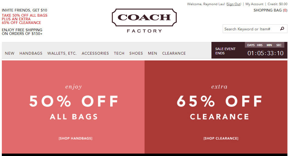 Coach Factory Online Store 50 Off All Bags OR Extra 65 Off Clearance (Until March 26, Noon EST)