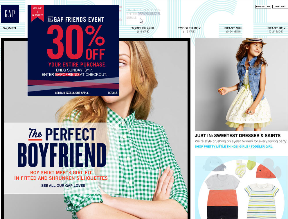 GAP Friends & Family Sale - 30 Off Your Purchase (Mar 14-17)