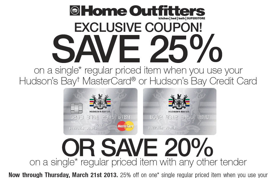 Home Outfitters Save 20 or 25 Off a Single Regular Priced Item Coupon (Until Mar 21)