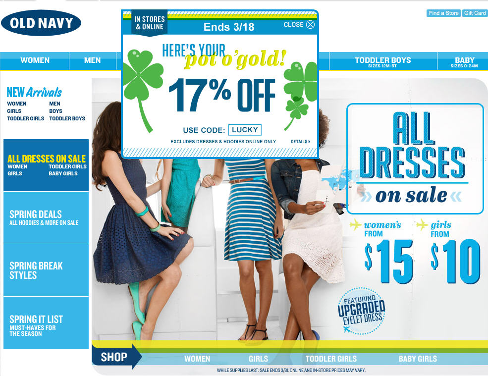 Old Navy St Patrick's Day Sale - 17 Off Your Purchase (Until Mar 18)