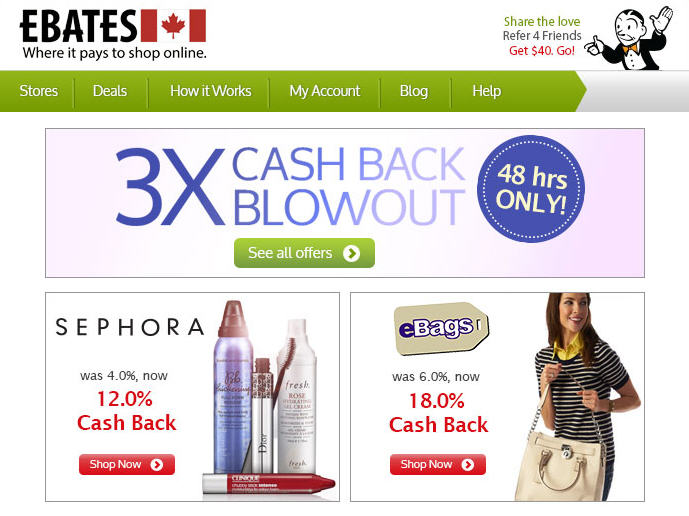 Sephora Get 12 Cash Back on Ebates.ca - 3X Cash Back Blowout (March 18-19)