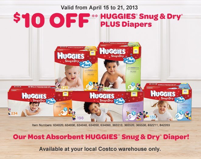 Costco Save $10 Off Huggies Snug & Dry Plus Diapers (Apr 15-21)