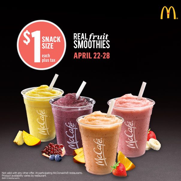 McDonalds $1 Snack Size Real Fruit Smoothies (Apr 22-28)