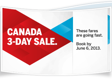 Air Canada The Canada 3-Day Sale (Book by June 6)
