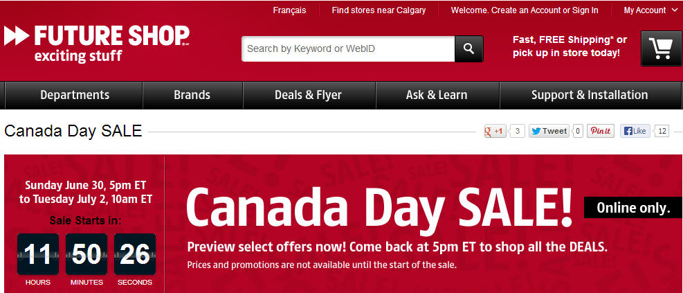 Future Shop Canada Day Online Only Sale (June 30 - July 2)