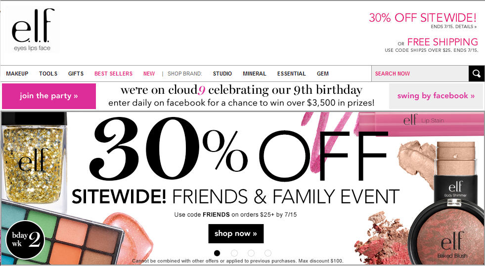 ELF Cosmetics Save 30 Off Sitewide Friends & Family Event (Until July 15)