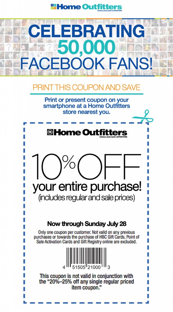 Home Outfitters 10 Off Your Entire Purchase Coupon (Until July 28)