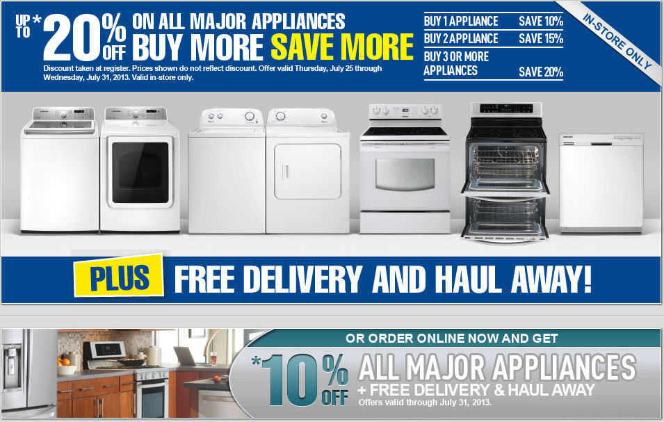 Lowe's Save up to 20 Off All Major Appliances + Free Delivery & Haul Away (Until July 31)