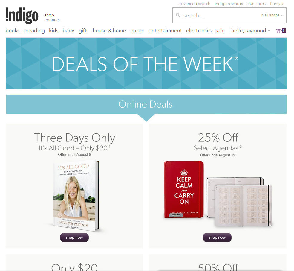 Chapters Indigo Extra $5 Off Promo Code + Free Shipping