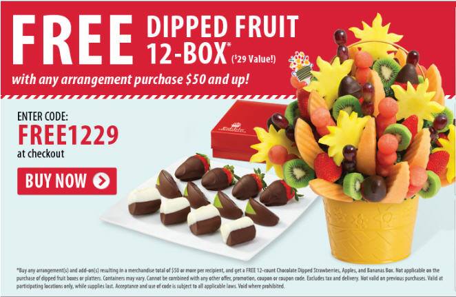 Edible Arrangements Free Dipped Fruit Box with any purchase over $50 (Until Aug 10)