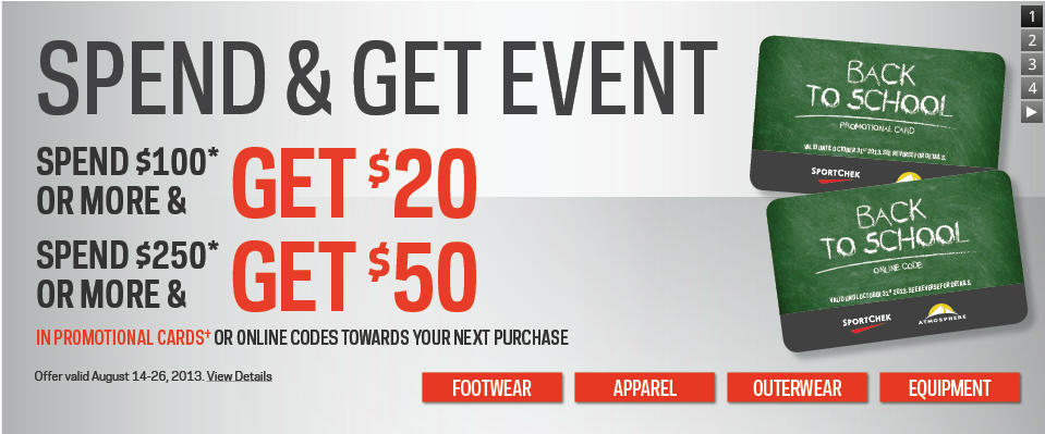 Sport Chek Spend & Get Event - Get a $20 or $50 Promotional Card (Aug 14-26)