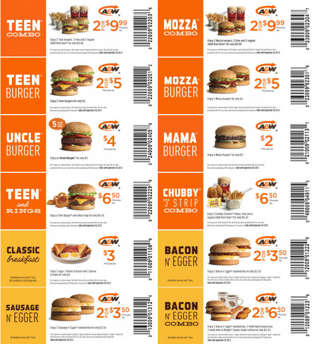 A&W Lots of Printable Coupons (Until Sept 29) Canada Deals Blog