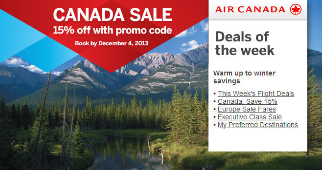 Air Canada Canada Seat Sale - 15 Off flights within Canada (Book By Dec 4)