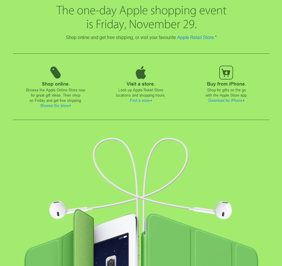 Apple Black Friday 1-Day Shopping Event (Nov 29)