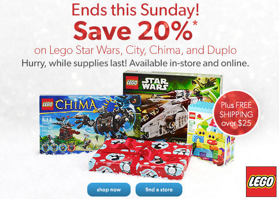 Chapters Indigo Save 20 Off on Lego Star Wars, City, Chima and Duplo + $5 Off Code + Free Shipping (Until Nov 24)