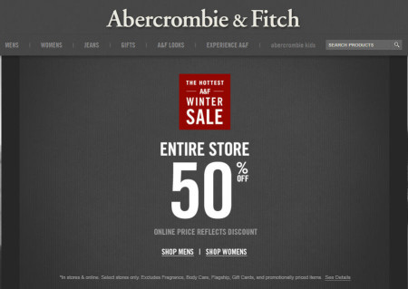 Abercrombie & Fitch 50 Off Entire Store In-Store and Online