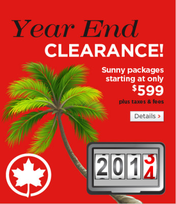 Air Canada Vacations Year End Clearance (Book by Jan 2)