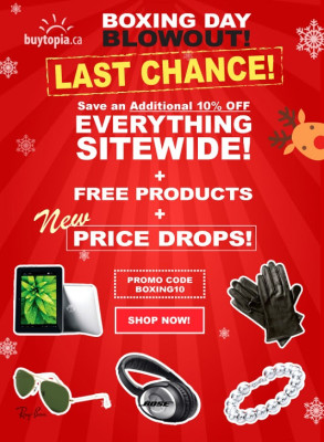 Buytopia Boxing Week Blowout - Extra 10 Off Sitewide + Free Products + New Price Drops