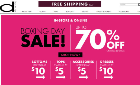 Dynamite Clothing Boxing Day Sale - Up to 70 Off Selected Styles + Free Shipping