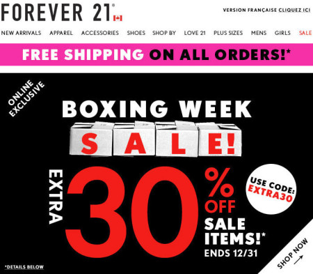 Forever 21 Boxing Week Sale