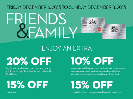 Hudson's Bay Friends & Family Sale - Extra 15-20 Off Everything (Dec 6-8)