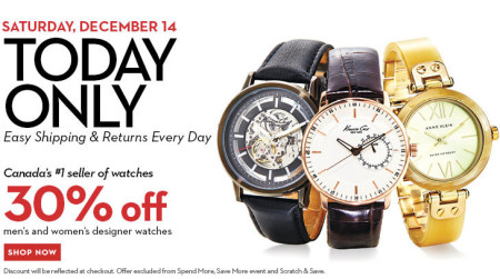 Hudson's Bay One Day Sales - 30 Off Designer Watches (Dec 14)