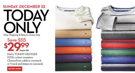 Hudson's Bay One Day Sales - $30 for Tommy Hilfiger Cotton Sweater (Dec 22)