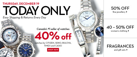 Hudson's Bay One Day Sales - 40 Off Watches (Dec 19)