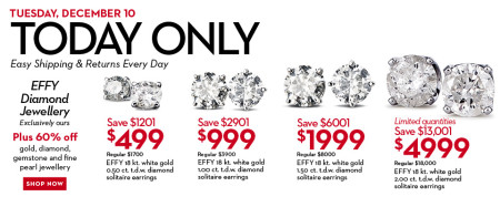 Hudson's Bay One Day Sales - Save up to 75 Off EFFY Diamond Earrings (Dec 10)