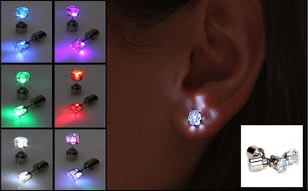 Pair of LED Light Cubic Zirconia Stud Earrings