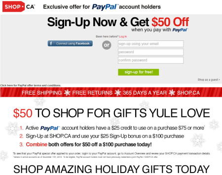 Shop $25 Free Sign-Up Credit + $25 Free PayPal Credit + 10 Ebates Cash Back Offer