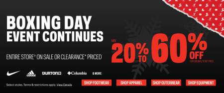 Sport Chek Boxing Week Event Continues - Save 20-60 Off Everything