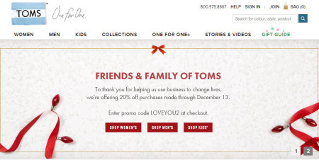 TOMS Shoes Friends & Family Sale - 20 Off Your Purchase + Free Shipping (Dec 10-13)