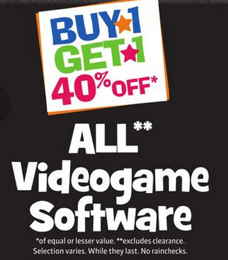 Toys R Us Video Games - Buy One, Get One 40 Off (Until Dec 12)