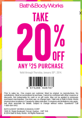 Bath & Body Works Take 20 Off Any 25 Purchase Coupon (Until Jan 30)