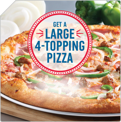 Domino's Pizza Get a Large 4-Topping Pizza for only $10.99