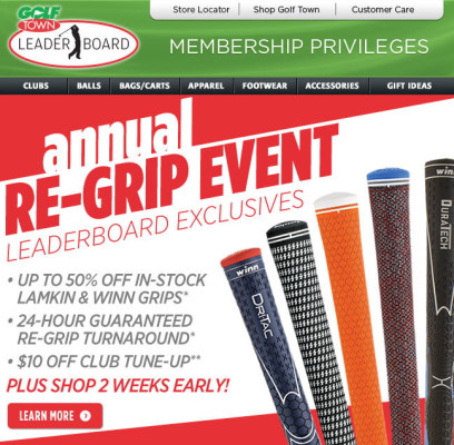 Golf Town Annual Re-Grip Event (Until Feb 28)