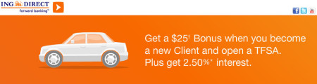 ING Direct Free $25 New Client Bonus + TFSA 25 Interest