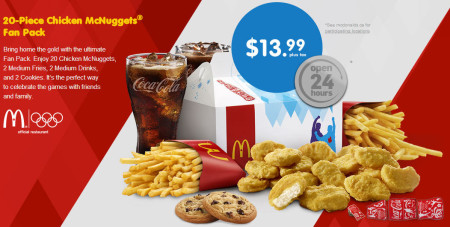 McDonald's 20-Piece Chicken McNuggets Fan Pack for $13.99